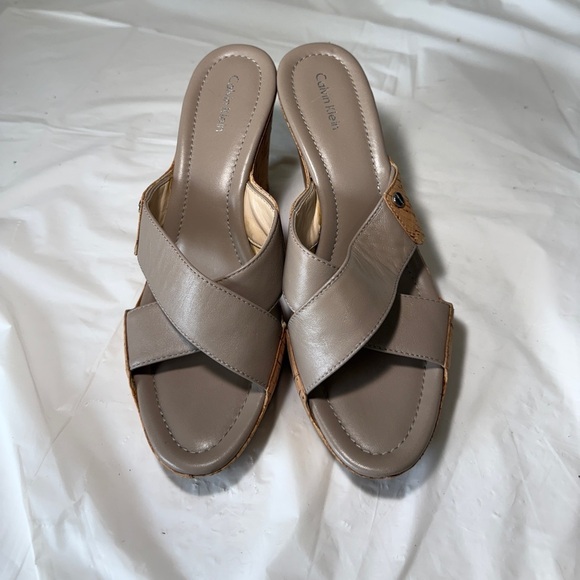 Calvin Klein Shoes - Calvin Klein Evah Napa Cork Wedge Heels